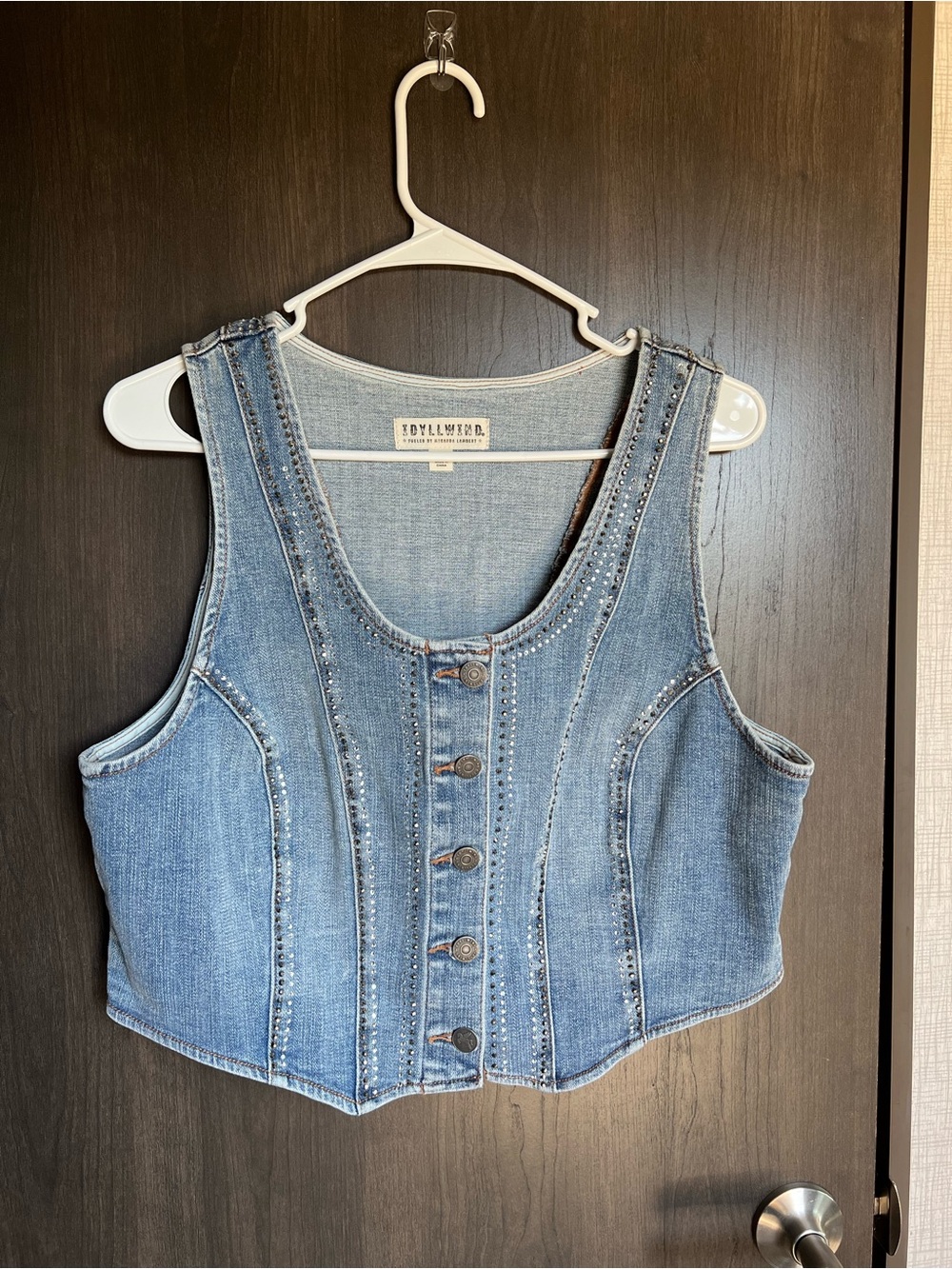 Light Blue Denim Crop Vest